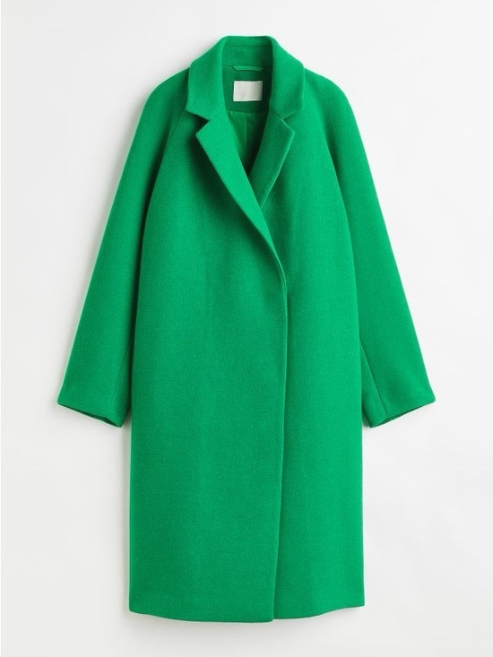 H&M Jackets & Blazers - Green Single-Button Long Coat
